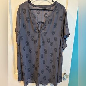 Torrid Charcoal Skull Pattern Blouse